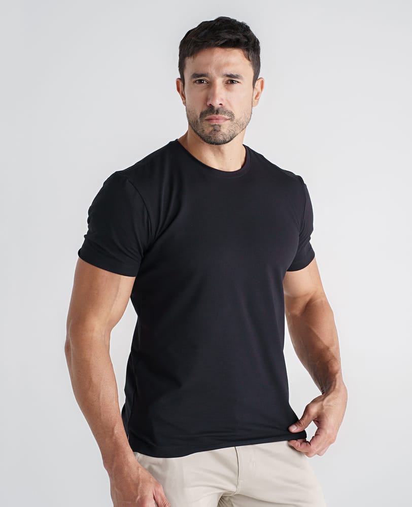 Kit 2 Camisetas Algodão Egípcio Denver Branca e Preta
